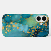 Teal, Turquoise & Goud Marmer Case-Mate iPhone Case (Achterkant (horizontaal))