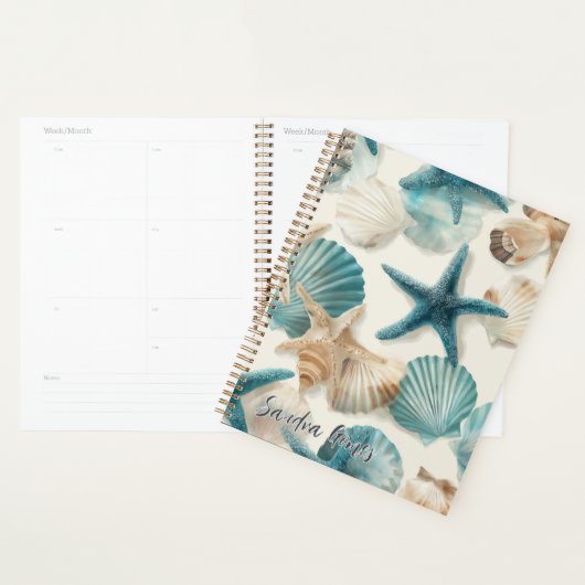 Teal Turquoise groene koralen patroon Planner (Display)
