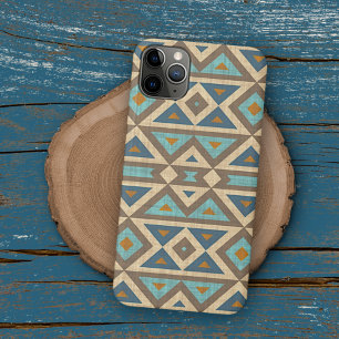 Teal Turquoise Oranje Bruine Amerikaanse Indiaanse iPhone 11 Pro Max Hoesje