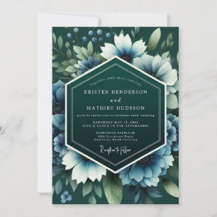 Teal Twilight Anemone Bruiloft Kaart
