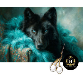 Teal Velvet Black Wolf Portrait Tissuepapier