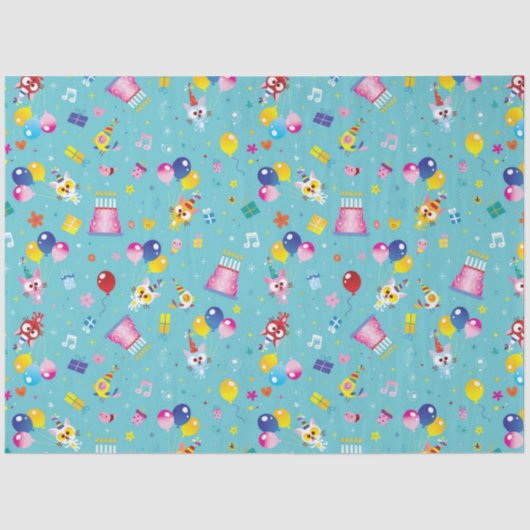 Teal verjaardagsfeestje tissuepapier (Voorkant)