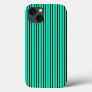 Teal verticale strepenpatroon iPhone 13 hoesje