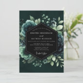 Teal Vesperal Bloem Bruiloft Kaart (Staand voorkant)
