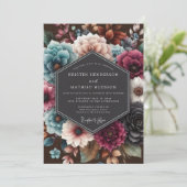 Teal Vivid Tapestry Wedding Kaart (Staand voorkant)