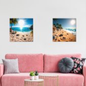 Teal Watercolor Sea Turtle Coastal Zen (Salon)