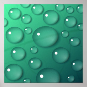 Teal Waterdruppel Textuur Poster