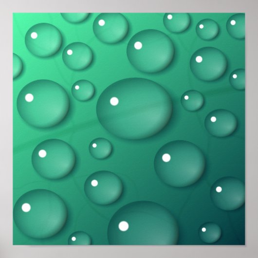 Teal Waterdruppel Textuur Poster (Voorkant)