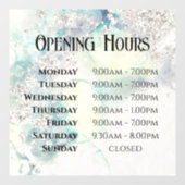 Teal Waterverf Glitter Openingstijden Ramensticker Raamsticker (Vel)