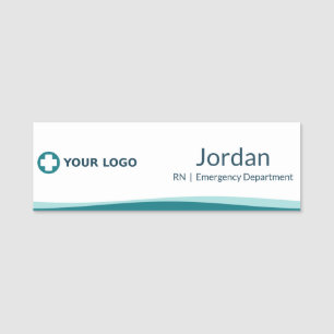 Teal Wave Nurse Logo Werknemer Naamplaatje