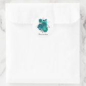 Teal WEdding roses customizable Ronde Sticker (Tas)