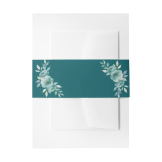 Teal Whisper Blooms Bruiloft Uitnodigingen Wikkel