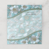 Teal White Floral Place Card (Buitenkant ongevouwen)