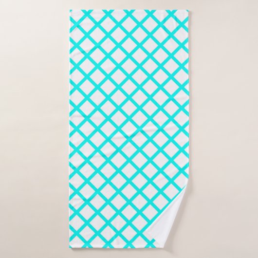 Teal White Harlequin Diamond Stripes Pattern (Serviette de bain)
