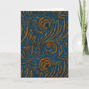 Teal William Morris stijl Acanthus blad botanisch Feestdagen Kaart