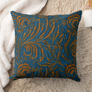 Teal William Morris stijl Acanthus blad botanisch Kussen