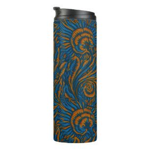 Teal William Morris stijl Acanthus blad Botanisch Thermosbeker