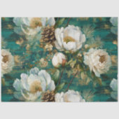 Teal Winter Peony Seamless Decoupage Tissuepapier (Voorkant)