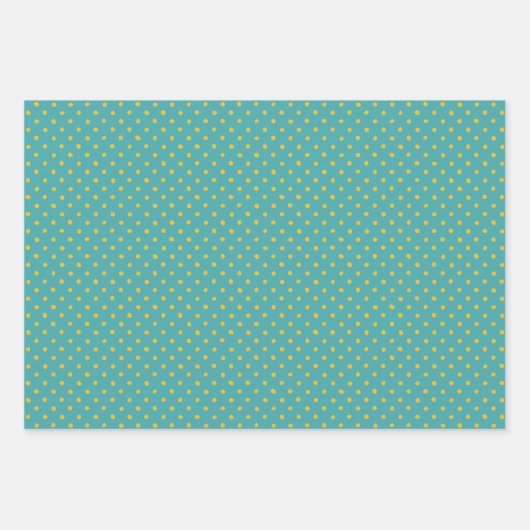 Teal With Yellow Messy Stripes & Messy Polka Dots Inpakpapier Vel (Voorkant 3)