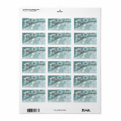 Teal Witte Bloem Adreslabel Etiket (Full Sheet)