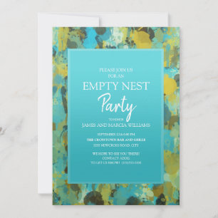 Teal Yellow Green Abstract Empty Nest Party Kaart