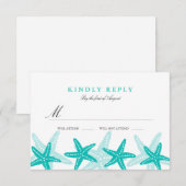 Teal Zeester Strand Bruiloft RSVP Kaartje (Voorkant / Achterkant)