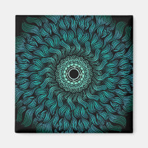 Teal Zentangle Mandala Kunst Vierkante Magneet