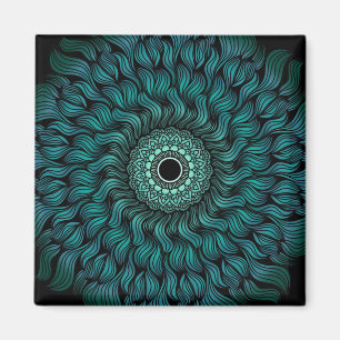 Teal Zentangle Mandala Kunst Vierkante Magneet