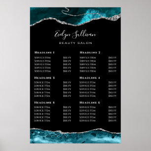 Teal Zilveren Agate Prijslijst Poster