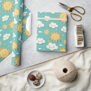 Teal Zonnige Dag Cadeaupapier