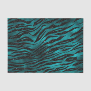 Teal & Zwarte Ombre Glam Glitter Tijgerstrepen Tissuepapier