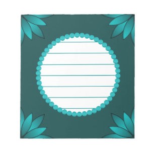 Tealblad Mandala Ontwerp op Donker Cyaan Notitieblok