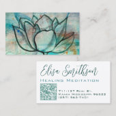 Tealblauwe Aquarel Bloem Elegante Artistieke Lo Visitekaartje (Voorkant / Achterkant)