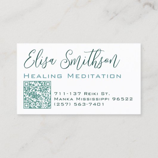 Tealblauwe Aquarel Bloem Elegante Artistieke Lo Visitekaartje (Achterkant)