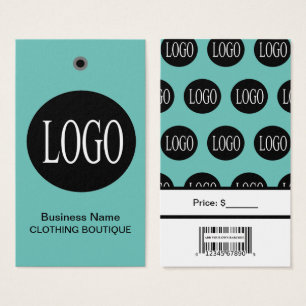 Tealblauwe logo met barcode prijskaartjes  visitekaartje
