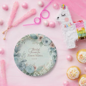 Tealblauwe Waterverf Bloemen Bruiloft Papieren Bordje (Feest)