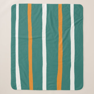 Tealgroen en oranje minimalistische verticale stre sherpa deken