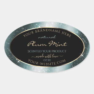 Tealish Metal Sparkle Glitter Lijst Productlabel Ovale Sticker