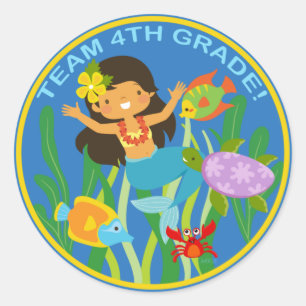Team 4de graad! Cute Mermaid Ronde Sticker