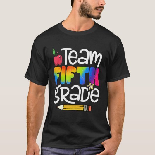 Team 5e graad Tie Dye Terug naar school Leerleraar T-shirt (Voorkant)