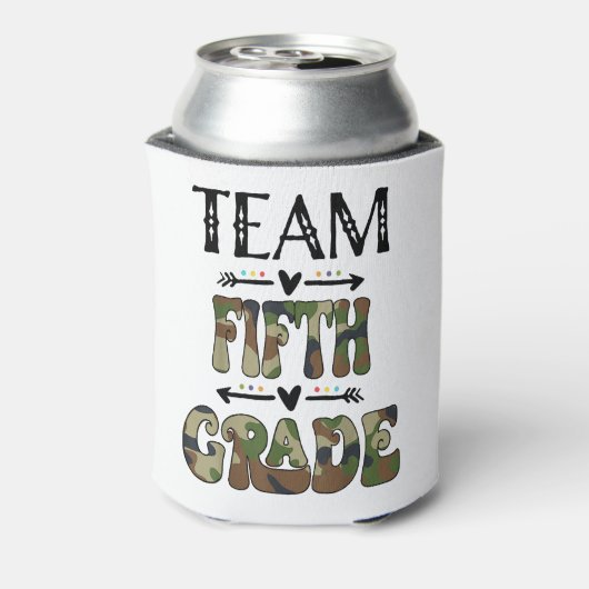 Team 5e klas terug naar schooldag Camo leraren Blikjeskoeler (Blikje Achterkant)