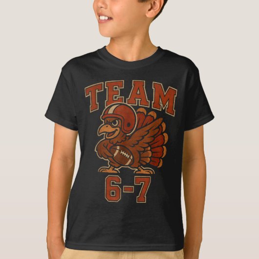 Team 67 Thanksgiving Turkey Football Boys Kids Six T-shirt (Voorkant)