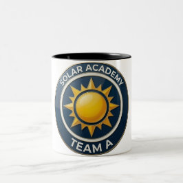 "Team A – SOLAR ACADEMY Bold Text Design for Leade Tweekleurige Koffiemok