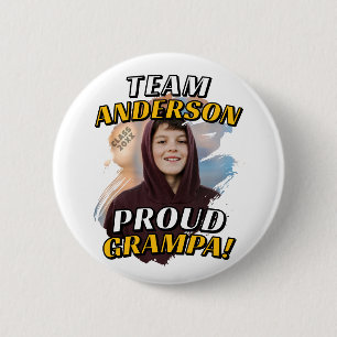 Team [Achternaam] Trots Opa Afstudeerfoto Ronde Button 5,7 Cm