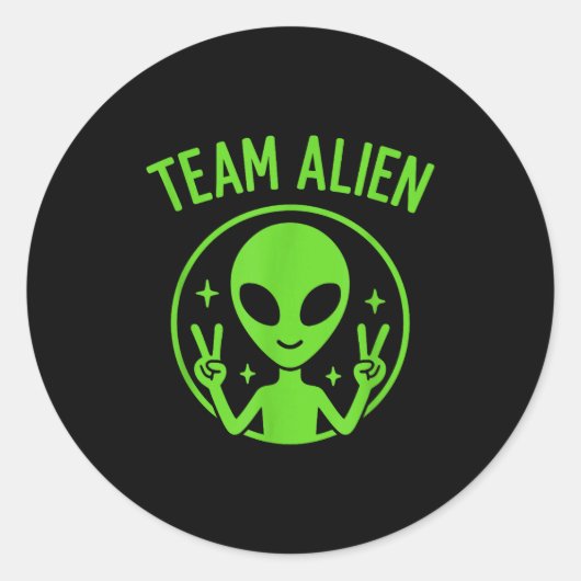 Team Alien – Funny Green Extraterrestrial Peace Si Ronde Sticker (Voorkant)