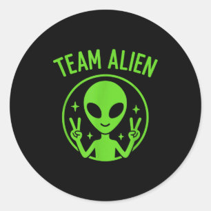 Team Alien – Grappige Groene Buitenaardse Vredes S Ronde Sticker