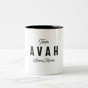 Team Avah Lifetime Lid Persoonlijke naam Tweekleurige Koffiemok