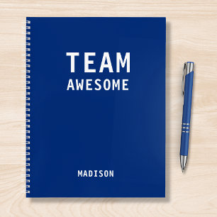 Team Awesome Blauwe Gepersonaliseerde Naam Notitieboek
