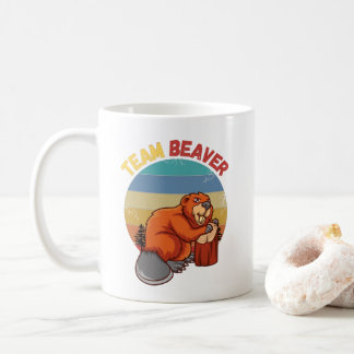 Team Beaver Retro Sunset Beavers Lover Koffiemok