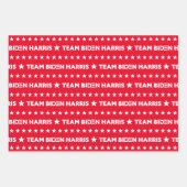 Team Biden Harris White Stars Pattern Custom Red Inpakpapier Vel (Voorkant)